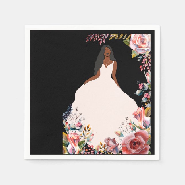 Serviette En Papier Fête des mariées de mariées afro-américaines (Devant)