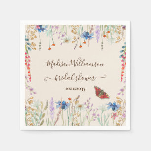 Serviette En Papier Fête des mariées de papillon de prairie fleur sauv