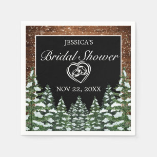 Serviette En Papier Fête des mariées de pin de bois et de pin de neige