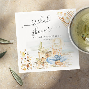 Serviette En Papier Fête des mariées de plage tropicale