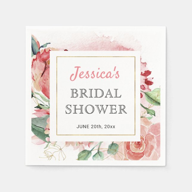 Serviette En Papier Fête des mariées de printemps Peony Papier de tabl (Devant)