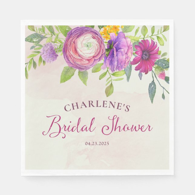 Serviette En Papier Fête des mariées de rêve de mûre et d'ivoire (Devant)