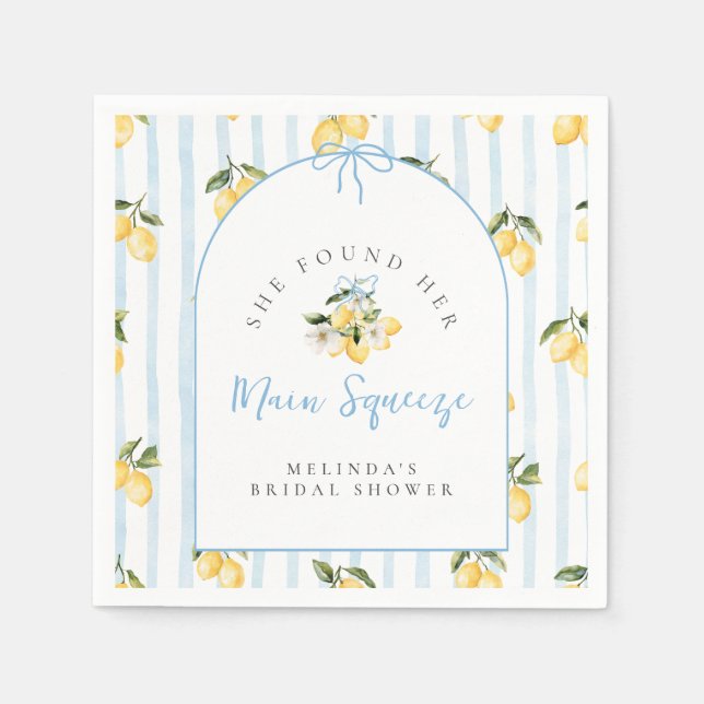 Serviette En Papier Fête des mariées de rubans citrons citron (Devant)