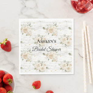 Serviette En Papier Fête des mariées de saumons blancs floraux