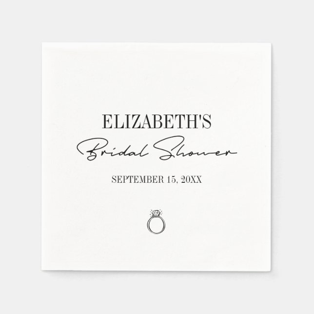 Serviette En Papier Fête des mariées de script moderne (Devant)