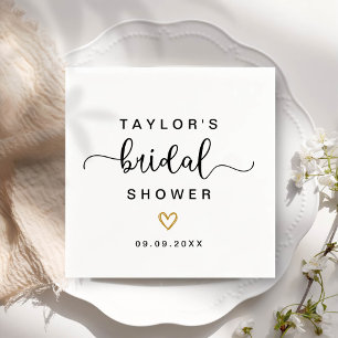 Serviette En Papier Fête des mariées de script moderne simple élégant