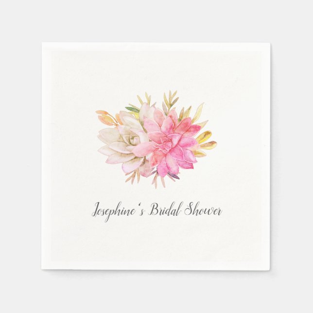 Serviette En Papier Fête des mariées de succulents du désert rustique (Devant)