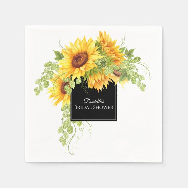 Serviette En Papier Fête des mariées de tournesols de charme rustique (Devant)