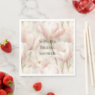 Serviette En Papier Fête des mariées de tulipes à crème rose pâle