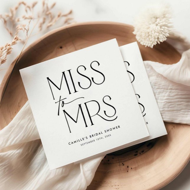 Serviette En Papier Fête des mariées de typographie moderne (Elegant Modern Bridal Shower Napkins)