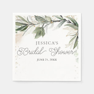 Serviette En Papier Fête des mariées de verdure botanique simple servi