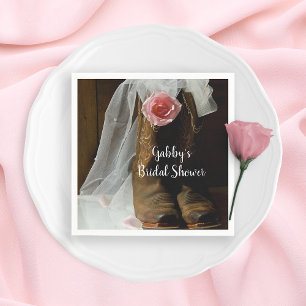 Serviette En Papier Fête des mariées des bottes de Rose et de cowboy d