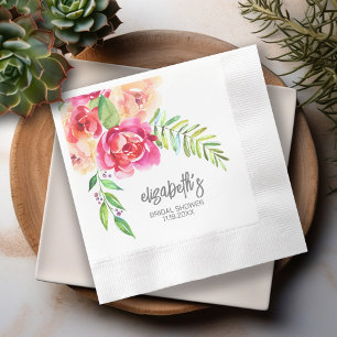 Serviette En Papier Fête des mariées des fleurs aquarelles peintes
