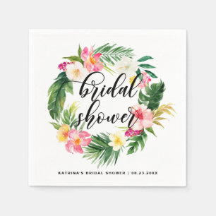 Serviette En Papier Fête des mariées d'été Tropical Floral Wreath