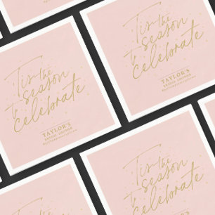 Serviette En Papier Fête des mariées d'hiver rose pâle de la saison