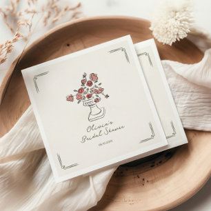 Serviette En Papier Fête des mariées d'urne florale de l'aile rouge de