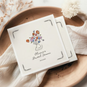 Serviette En Papier Fête des mariées d'Urne Florale tirée à la main