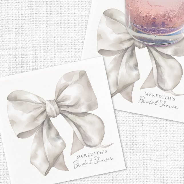Serviette En Papier Fête des mariées Elegant Bow (Elegant Bow Bridal Shower Napkins)