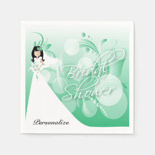 Serviette En Papier Fête des mariées en vert et blanc