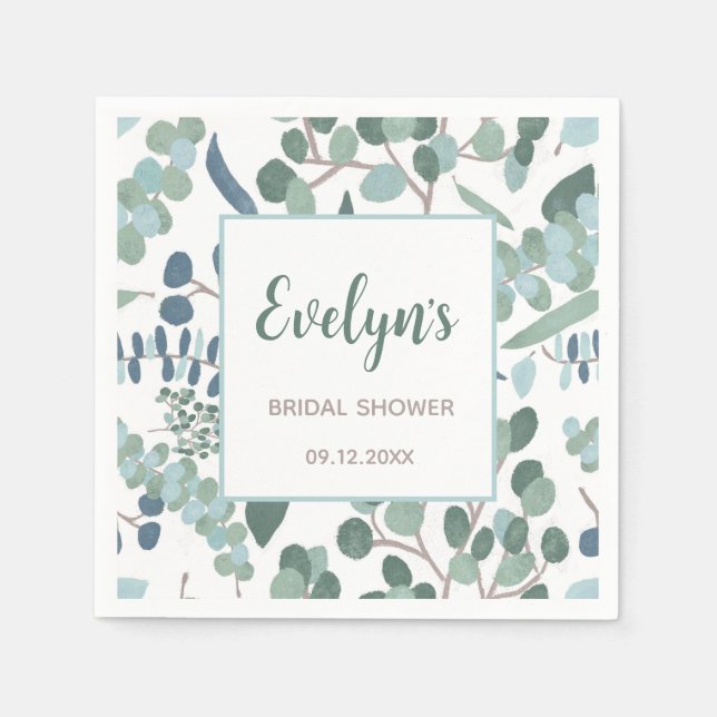 Serviette En Papier Fête des mariées Eucalyptus (Devant)