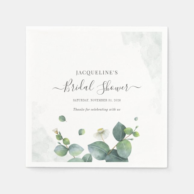 Serviette En Papier Fête des mariées Eucalyptus Une végétation succule (Devant)