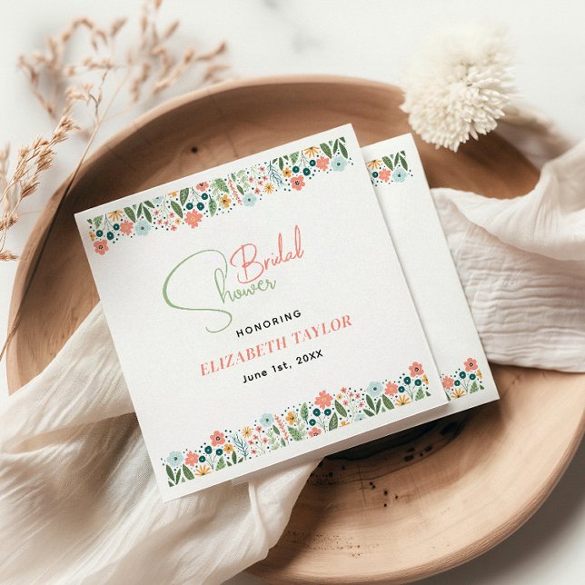Serviette En Papier Fête des mariées Fleur Rétro (Créateur téléchargé)