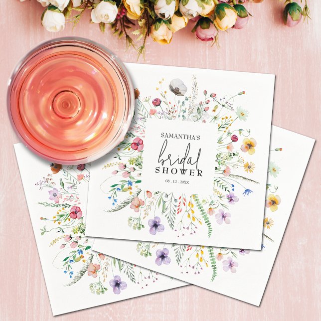 Serviette En Papier Fête des mariées fleur sauvage (Wildflowers Bridal Shower Napkins)