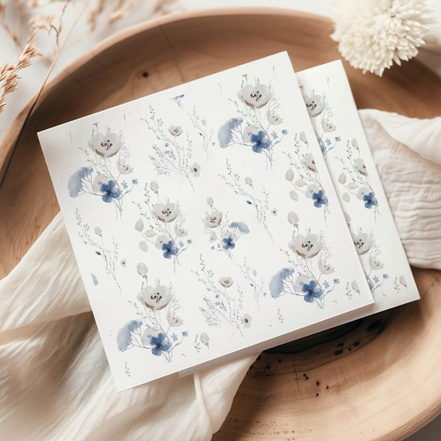 Serviette En Papier Fête des mariées Fleur sauvage bleu (Créateur téléchargé)