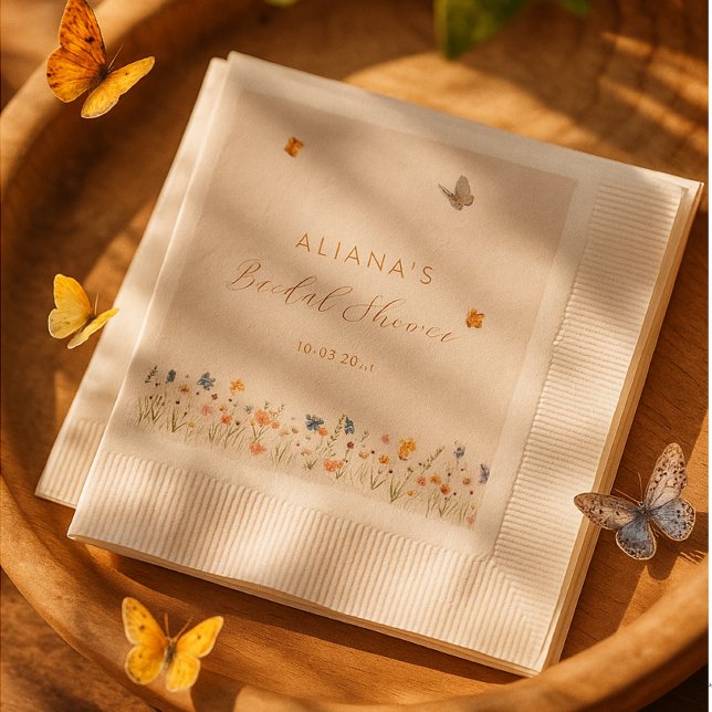 Serviette En Papier Fête des mariées Fleur sauvage Boho Butterfly (Créateur téléchargé)
