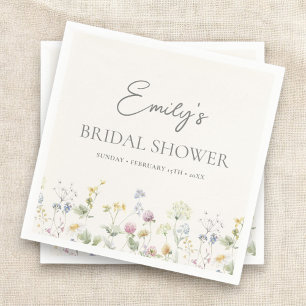Serviette En Papier Fête des mariées Fleur sauvage colorée Brunch