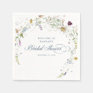 Serviette En Papier Fête des mariées Fleur sauvage d'aquarelle de scri