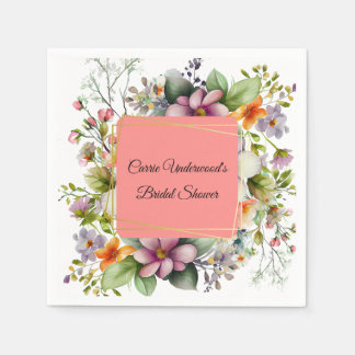 Serviette En Papier Fête des mariées Fleur sauvage élégante