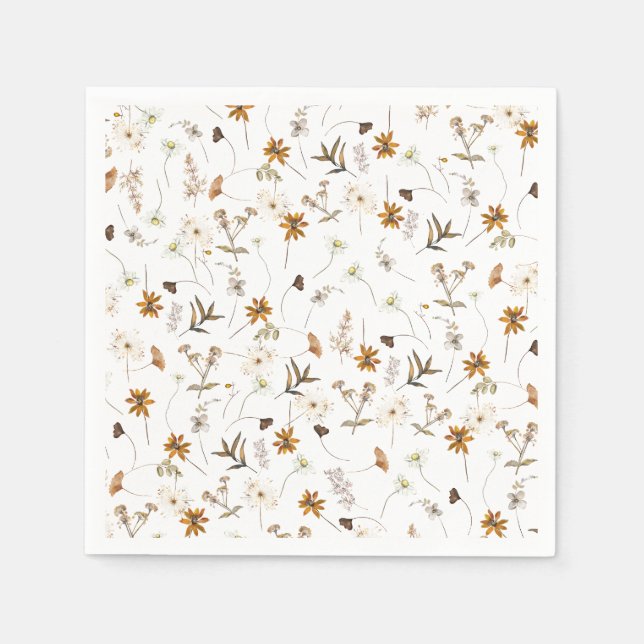 Serviette En Papier Fête des mariées Fleur sauvage rustique (Devant)
