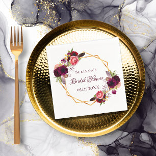 Serviette En Papier Fête des mariées fleurons de couleur aquarelle bor