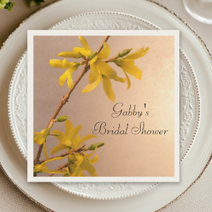 Serviette En Papier Fête des mariées Fleurs Forsythia Printemps Jaune