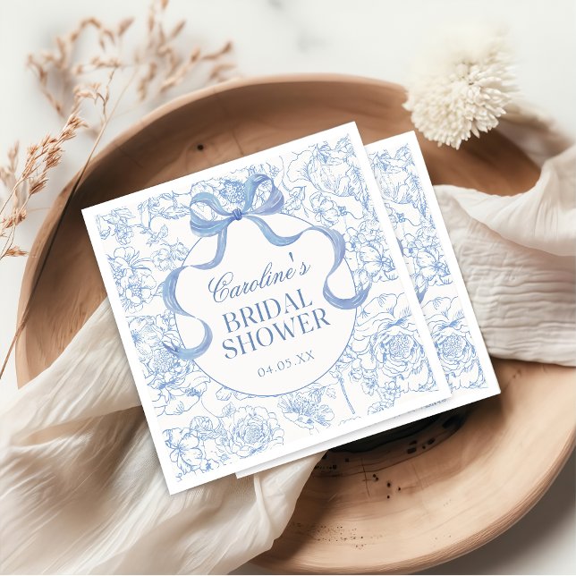 Serviette En Papier Fête des mariées Floral bleu (Créateur téléchargé)