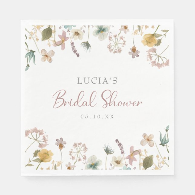 Serviette En Papier Fête des mariées florale aquarelle (Devant)