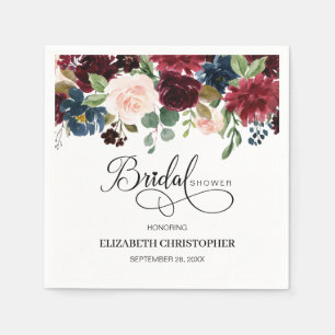 Serviette En Papier Fête des mariées florale Bourgogne de la marine ro