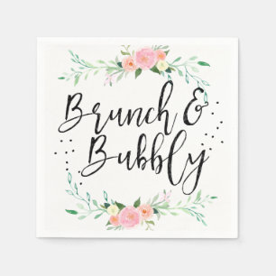 Serviette En Papier Fête des mariées florale de Brunch et Bubbly Napki