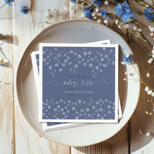 Serviette En Papier Fête des mariées florale Dusty Blue Watercolor