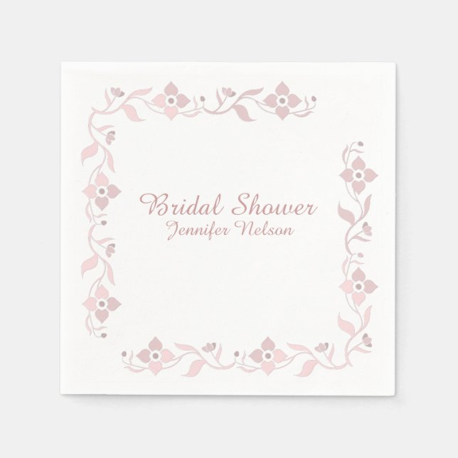 Serviette En Papier Fête des mariées florale Dusty Rose (Devant)
