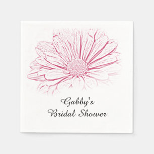 Serviette En Papier Fête des mariées florale, effet marguerite rose