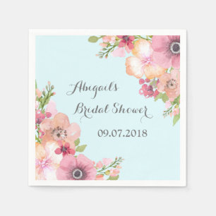 Serviette En Papier Fête des mariées florale rose clair serviettes