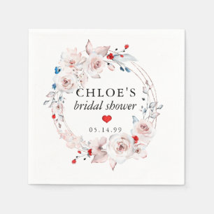 Serviette En Papier Fête des mariées florale rose rustique