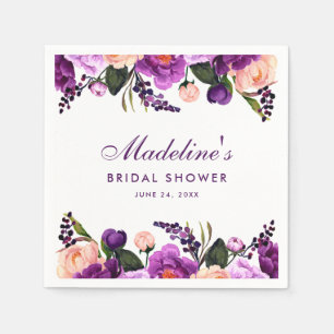 Serviette En Papier Fête des mariées florale violet ultra violet