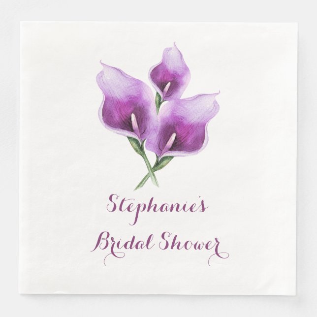 Serviette En Papier Fête des mariées florale violette Calla Lily (Devant)