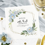 Serviette En Papier Fête des mariées géométrique bleu-bleu floral<br><div class="desc">Fête des mariées géométrique bleu-bleu floral</div>