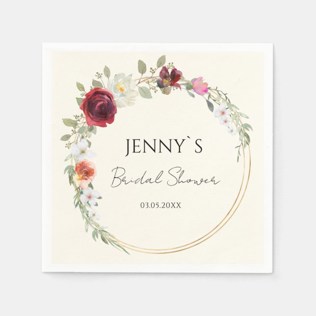 Serviette En Papier Fête des mariées Mariage circulaire de fleurs (Devant)