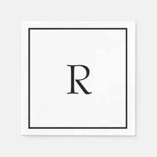 Serviette En Papier Fête des mariées Monogrammes Nom Mariage noir blan