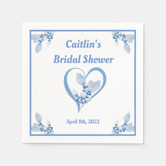 Serviette En Papier Fête des mariées Napkin - Aquarelle bleue Thème Co (Devant)